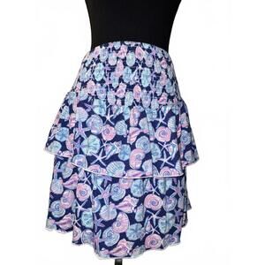 Simply Southern Colorful Beach Print Tiered Skirt Large NWT